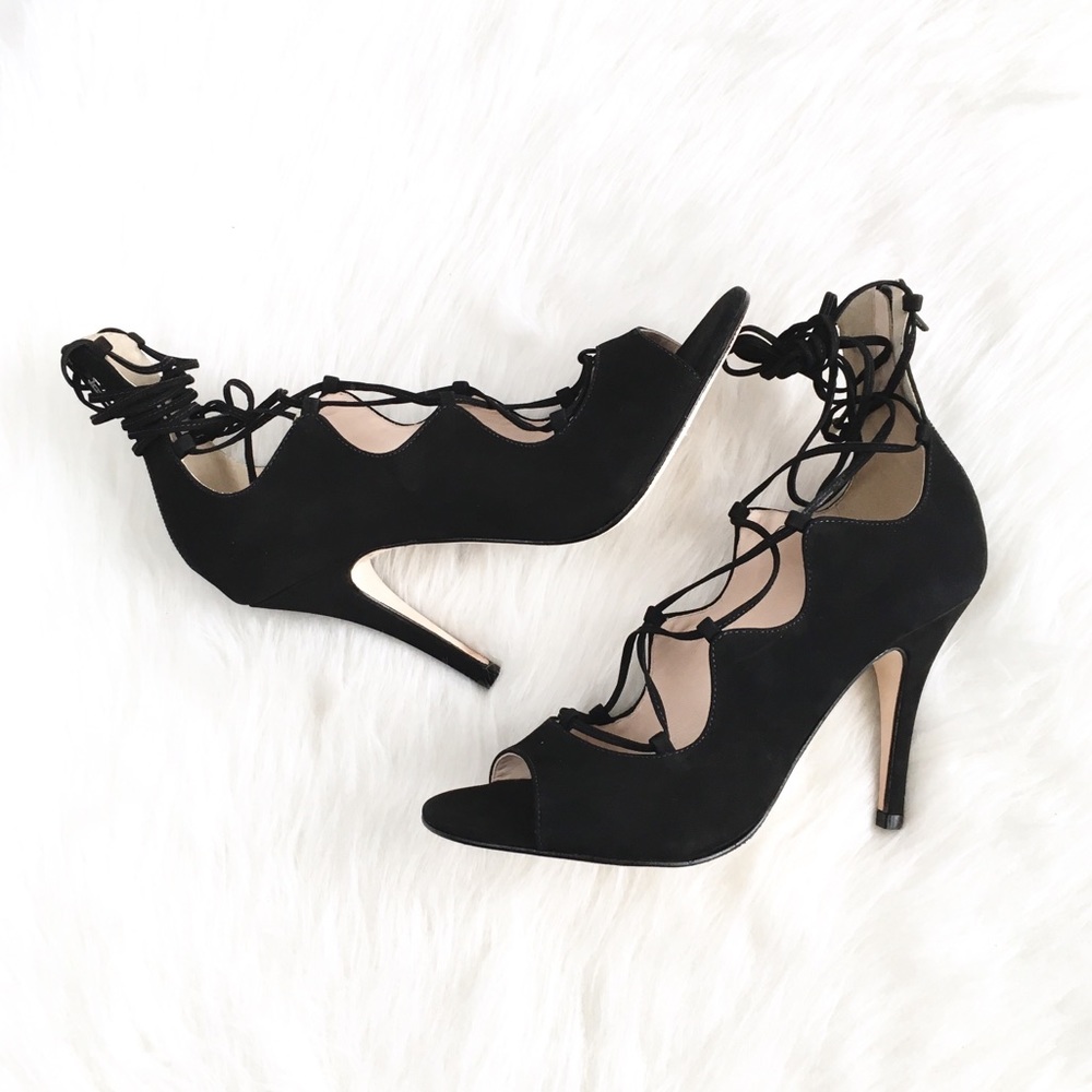 Klub Nico | wavy black suede laceup stiletto heels